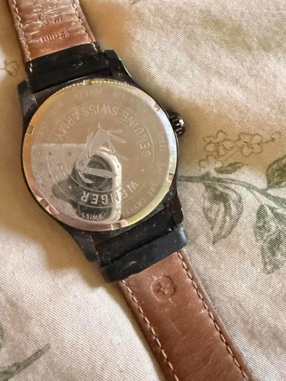 Wenger Swiss Made watch with black leather strap